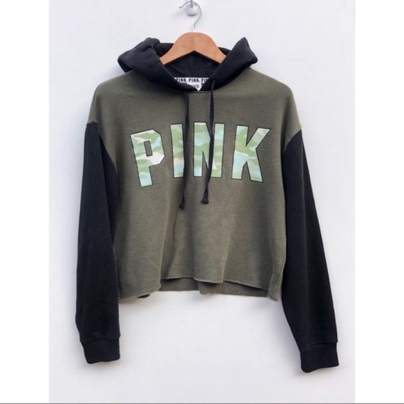 PINK Victoria's Secret Tops - Pink Victoria's Secret Camo cropped hoodie Small